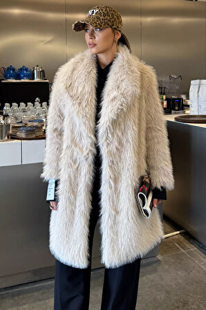Kadın Astarlı Kürklü Uzun Mont