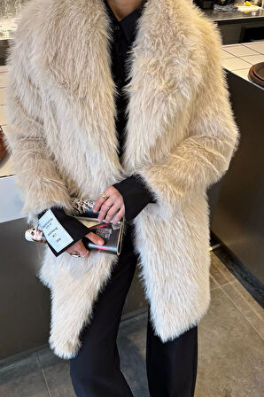 Kadın Astarlı Kürklü Uzun Mont