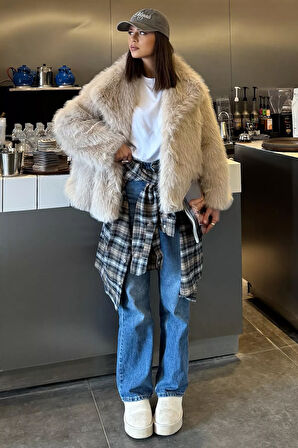 Kadın Astarlı Kürklü Kısa Mont