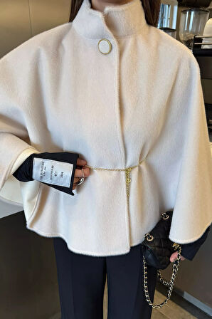 Kadın Su Fırçalı Kaşe Panço