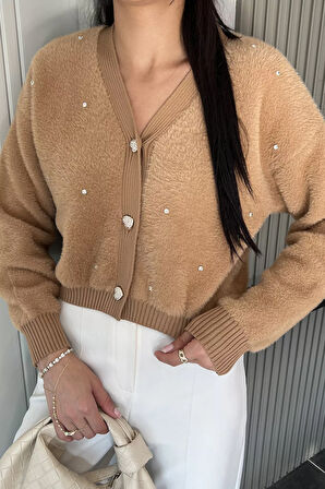 Kadın Taşlı Yumoş Triko Ceket (s-m-l-xl Beden Uyumludur.)