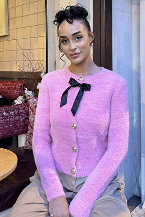 Ön Fiyonklu Sakallı Triko Ceket (s,m,l Uyumludur)