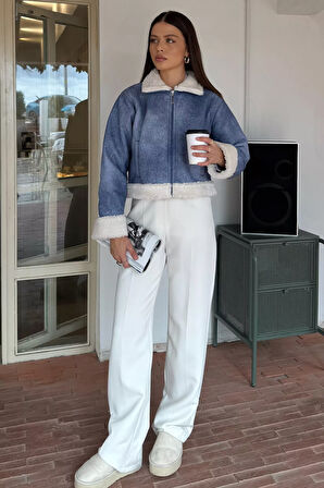 İçi Peluşlu Kadın Nubuk Mont