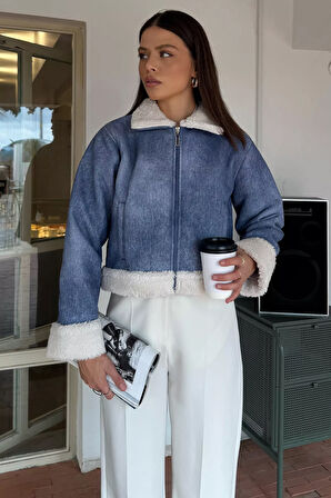 İçi Peluşlu Kadın Nubuk Mont