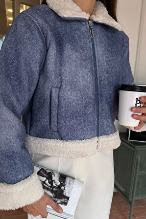 İçi Peluşlu Kadın Nubuk Mont