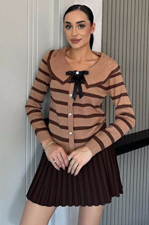 Fiyonklu Sahte Düğmeli Triko Bluz (s,m,l Uyumludur)