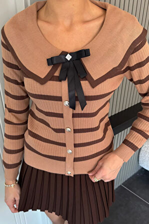 Fiyonklu Sahte Düğmeli Triko Bluz (s,m,l Uyumludur)