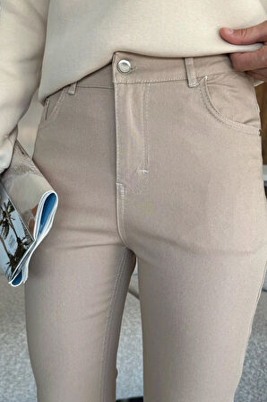 İspanyol Paça Likralı Kadın Gabardin Pantolon