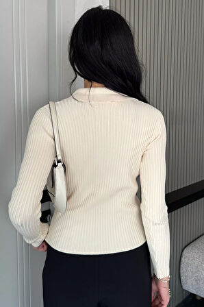 Kadın Polo Yaka Gold Düğmeli Triko Hırka (s-m-l Beden Uyumludur.)