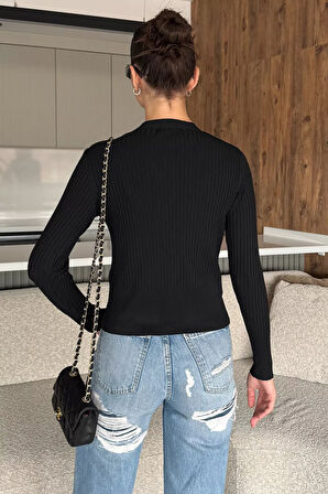 Kadın Kendinden Çizgi Desenli Gold Düğme Detaylı Triko Hırka (s-m-l Beden Uyumludur.)