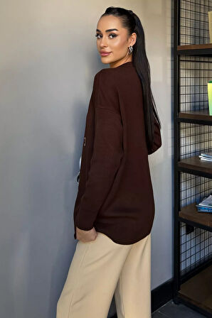 Kalp Nakışlı Kadın Triko Kazak