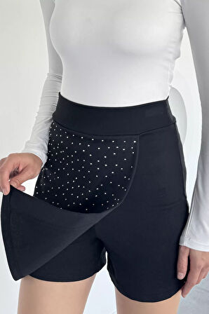 Kadın Taş İşlemeli Şort Etek