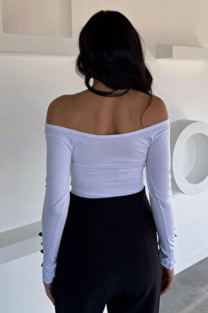 Kadın Kol Ucu Fiyonk Detaylı Likralı Bluz