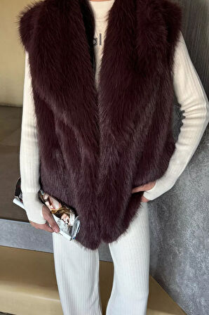 Kadın İç Astarlı Sakallı Kürklü Yelek (s-m-l-xl Beden Uyumludur.)