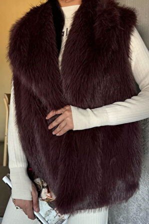 Kadın İç Astarlı Sakallı Kürklü Yelek (s-m-l-xl Beden Uyumludur.)