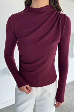 Kadın Omuz Ve Yan Büzgülü Bluz