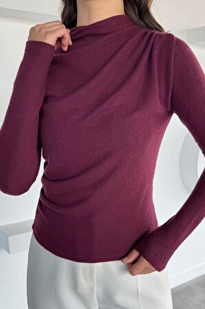 Kadın Omuz Ve Yan Büzgülü Bluz