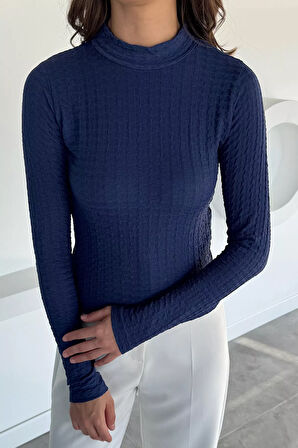 Kadın Dik Yaka Basic Bluz