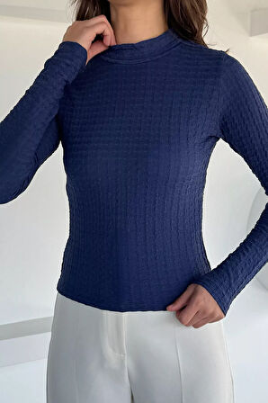 Kadın Dik Yaka Basic Bluz