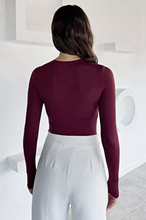 Kadın Bisiklet Yaka Çıtçıtlı Bodysuit