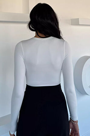 Kadın Bisiklet Yaka Çıtçıtlı Bodysuit