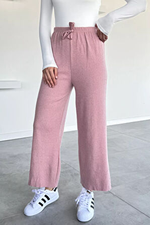 Kadın Bel Lastikli Bol Paça Pantolon