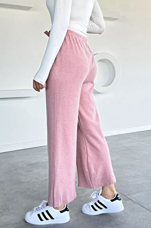 Kadın Bel Lastikli Bol Paça Pantolon