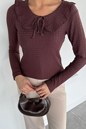 Kadın Bebe Yaka Bağcıklı Bluz