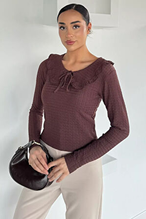 Kadın Bebe Yaka Bağcıklı Bluz