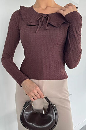 Kadın Bebe Yaka Bağcıklı Bluz