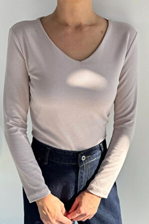 V Yaka Basıc Bluz