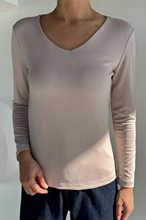V Yaka Basıc Bluz
