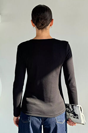 U Yaka Basıc Bluz