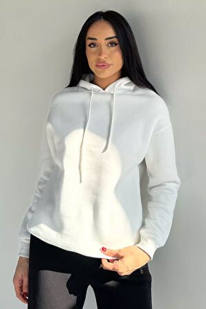 Kadın Kapüşonlu Şardonlu Basic Sweatshirt