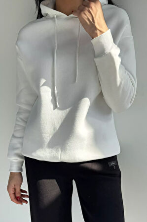 Kadın Kapüşonlu Şardonlu Basic Sweatshirt