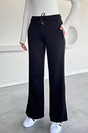 Kadın Bel Lastikli Çift Cepli Palazzo Eşofman Altı