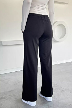 Kadın Bel Lastikli Çift Cepli Palazzo Eşofman Altı