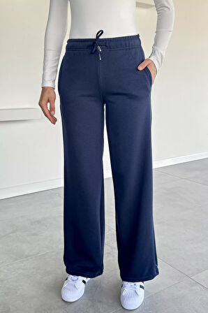 Kadın Bel Lastikli Çift Cepli Palazzo Eşofman Altı