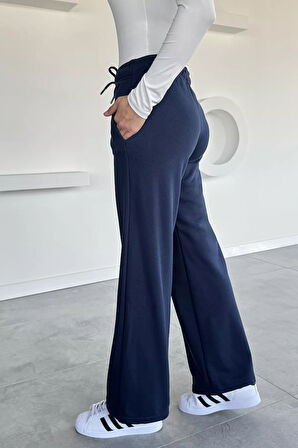 Kadın Bel Lastikli Çift Cepli Palazzo Eşofman Altı