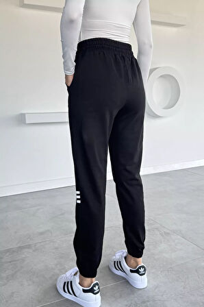 Kadın Bel Ve Paça Lastikli Amblem Detaylı Eşofman Altı