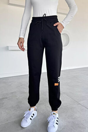 Kadın Bel Ve Paça Lastikli Amblem Detaylı Eşofman Altı