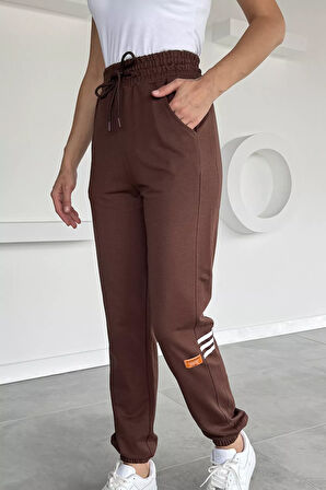 Kadın Bel Ve Paça Lastikli Amblem Detaylı Eşofman Altı