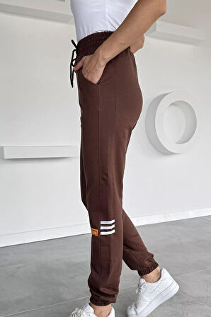 Kadın Bel Ve Paça Lastikli Amblem Detaylı Eşofman Altı