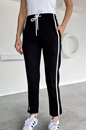 Kadın Bel Ve Paça Lastikli Çimalı Şeritli Eşofman Altı