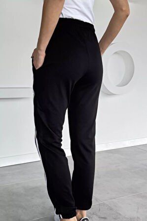 Kadın Bel Ve Paça Lastikli Çimalı Şeritli Eşofman Altı