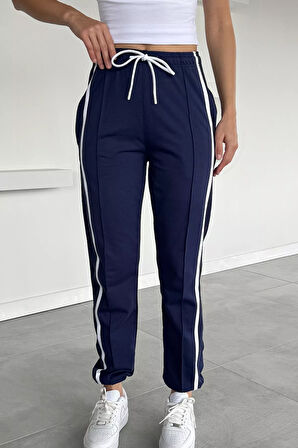 Kadın Bel Ve Paça Lastikli Çimalı Şeritli Eşofman Altı