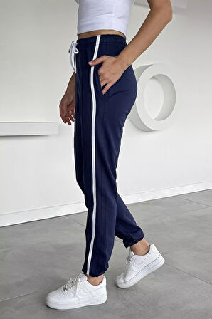 Kadın Bel Ve Paça Lastikli Çimalı Şeritli Eşofman Altı