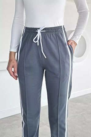 Kadın Bel Ve Paça Lastikli Çimalı Şeritli Eşofman Altı