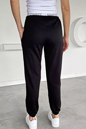 Kadın Bel Baskılı Paça Ve Bel Lastikli Çimalı Eşofman Altı