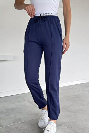 Kadın Bel Baskılı Paça Ve Bel Lastikli Çimalı Eşofman Altı